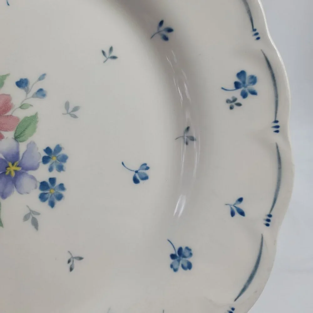 TWO Nikko Dauphine Dinner Plates Provincial Designs Blue & Pink Flowers